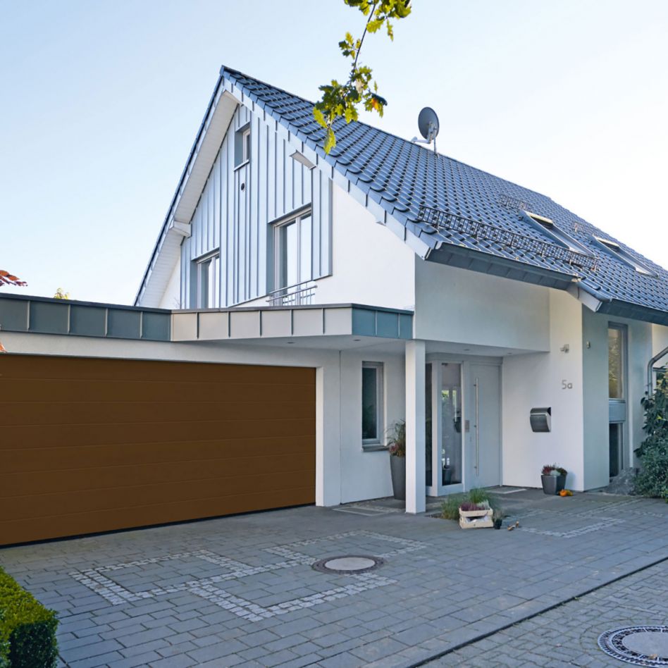 HÖRMANN Sektionaltor LPU42 mit Zarge M-Sicke terrabraun, Zarge mit N-Beschlag, 2375x2080 mm Image