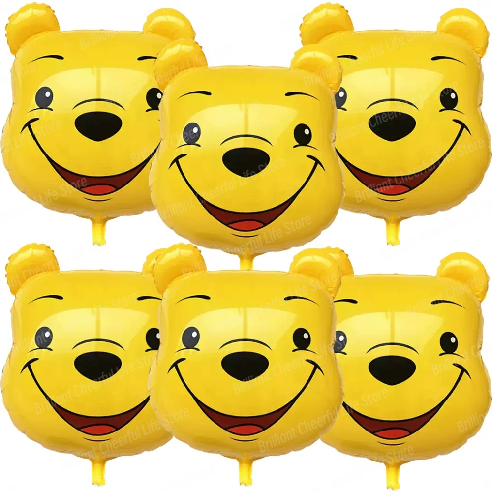 2/4/6 Stücke Winnie The Pooh Party Luftballons Pooh Kopf Folienballon Set Babyparty Geburtstag Party Dekorationen Kinder Spielzeug Luft Geschenke Image