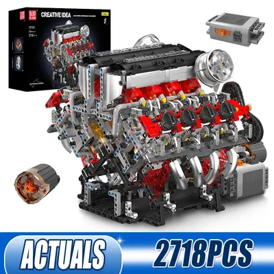 Mould King 10130, technischer Autoteil-Baustein, der F488 Supercar V8-Motorsatz, Montage, Ziegel, Spielzeug, Modell für Kinder, Weihnachtsgeschenk Image