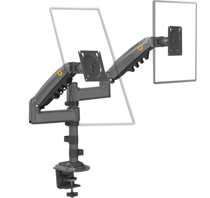 Nb h180 Doppel monitor Schreibtisch halter Arm Gas feder volle Bewegung 17 "-27" LCD-TV-Halterung ergonomische Doppel arm klemm halterung jeweils 2-9kg Image
