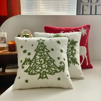 Frohe Weihnachten Hirsch Schneeflocke Kissenbezug Kopfstütze Kissenbezug Weihnachtsbaum Sofa Home Image