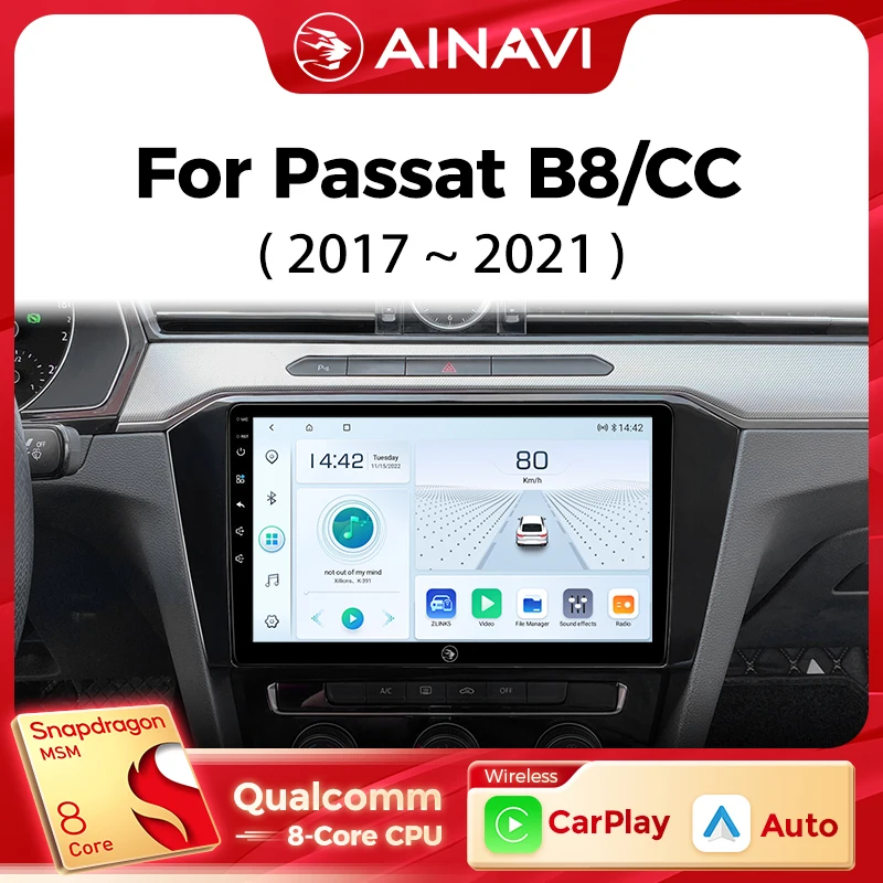 Ainavi Auto-Multimedia-Player Für Volkswagen VW Passat B8 CC GTE 2017 2018 2019 2021 drahtlose Carplay Android Auto 4G wifi 2din Image