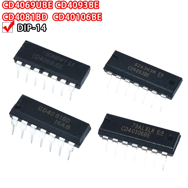 10 Stück cd4069ube 4069be cd4093be cd4081 cd40106 4081 40106 4093 4081be 40106be 4093be ein Inline-Dip14-Paket Image