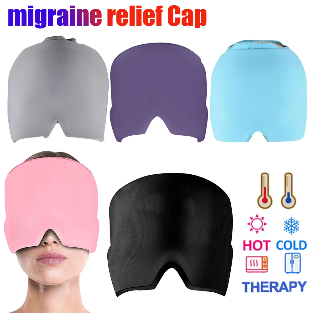 Relief Kopfbedeckung Migräne Relief Kappe Gel Eis Kappe Kalte Kompresse Therapie Kappe Eis Kopf Wrap Pack Augen Maske Für Druck Lindern Schmerzen Image