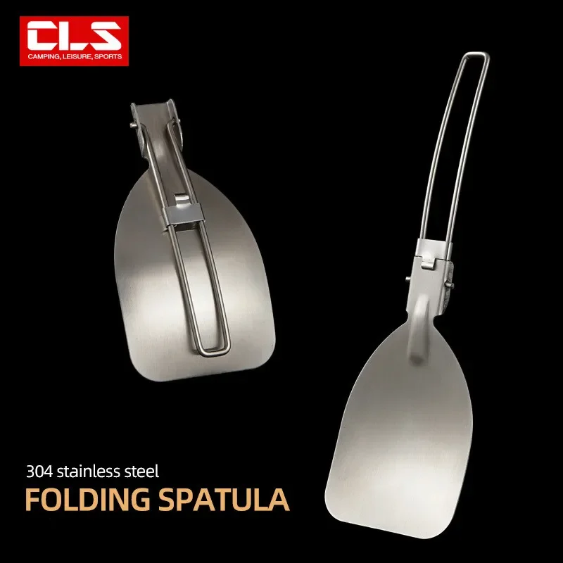 Neueste 1Pc Klapp Spatel Lebensmittel Turner Falten Löffel Edelstahl Outdoor Camping ausrüstung Kochen Zubehör Picknick Ausrüstung Image