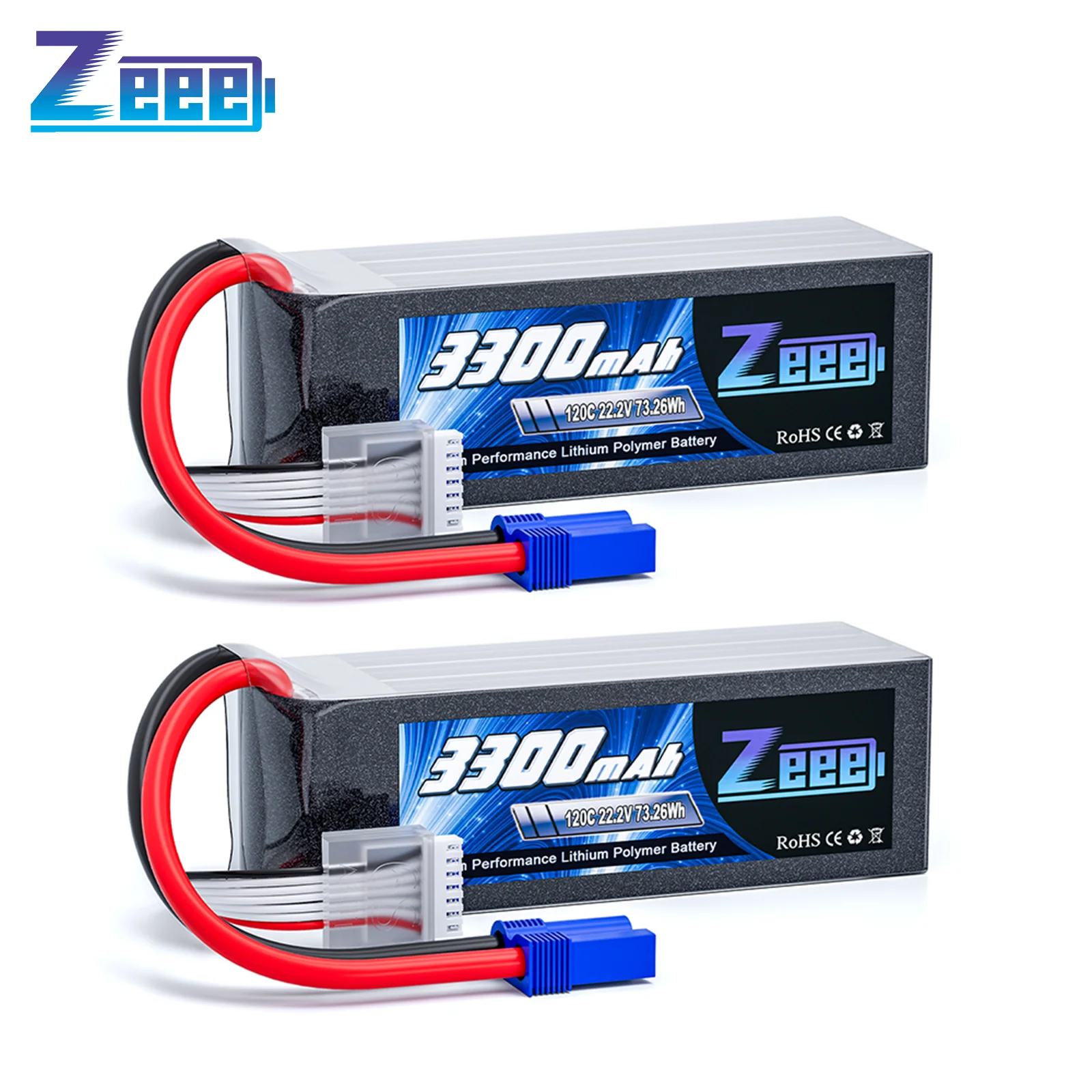 2 stücke Zeee 6S Lipo Batterie 3300 mAh 22,2 V 120C Softcase mit EC5 Stecker für RC Auto FPV Drone Lkw Tank RC Flugzeug Rennen Hobby Teile
