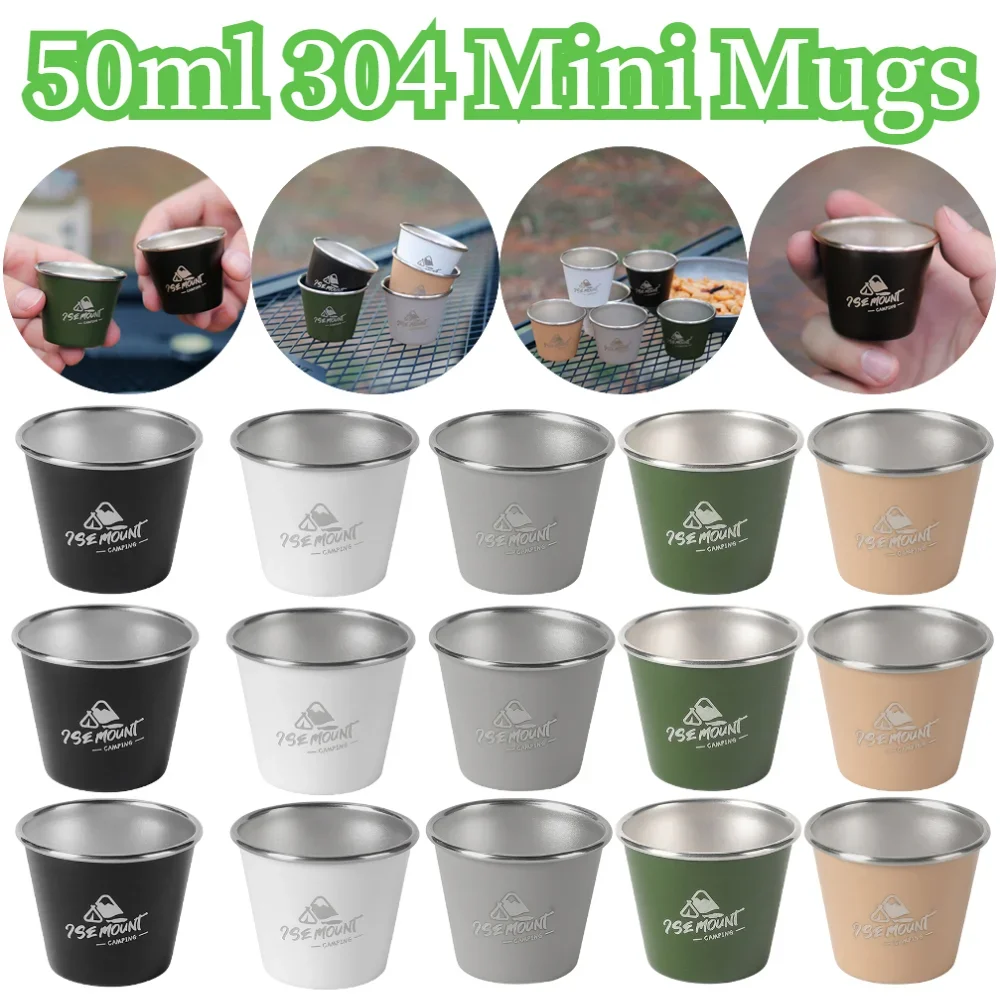50ml Mini-Kaffeetasse Haushalt Wein Tasse 304 Edelstahl Bierkrug stapelbar leichte Pint Tasse tragbare Metall Tee tasse Image