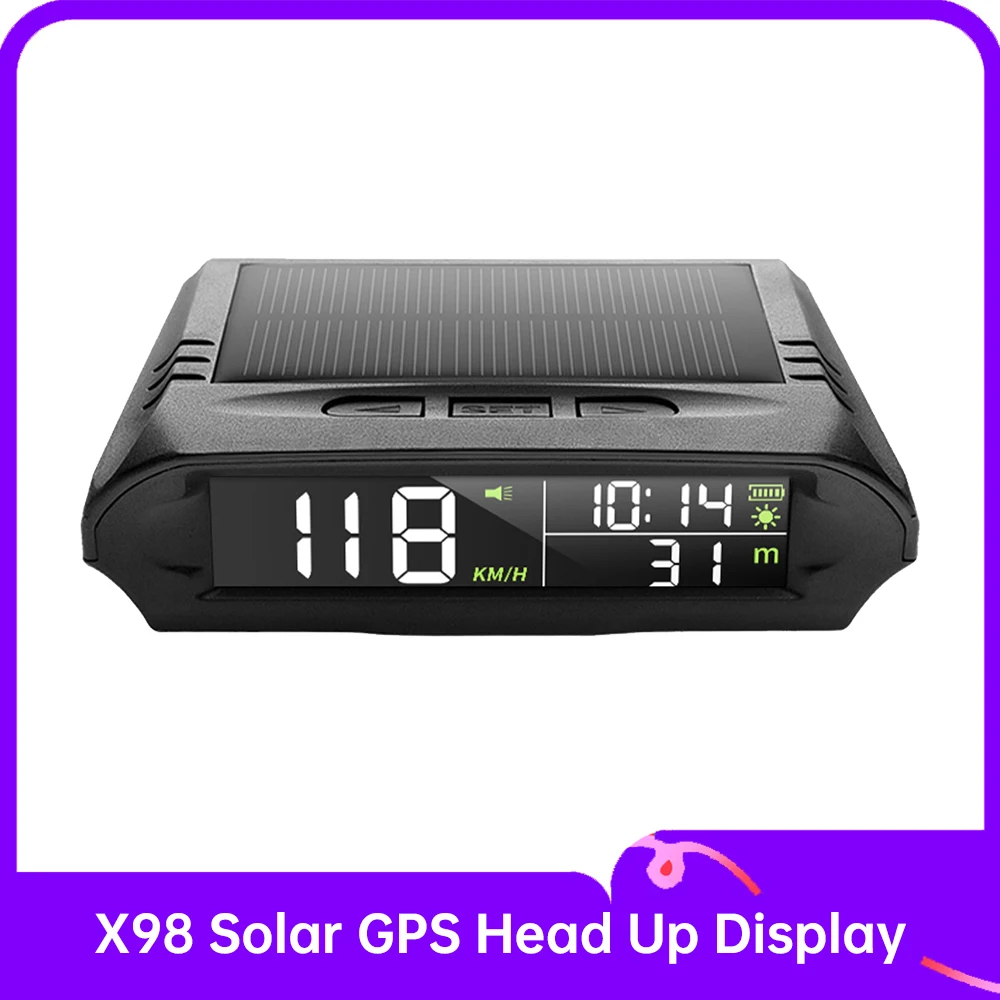 X98 Solar GPS Head-Up-Display mit Solar-Lade-Tachometer Smart Speed Car Display Auto Start durch Fahren Image