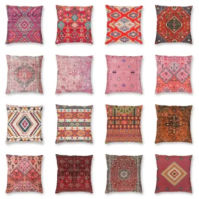 Vintage Rosa Orientalischen Böhmischen Marokkanischen Kunstwerk Kissen Abdeckung Böhmischen Werfen Image