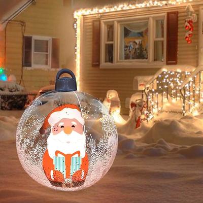 24 Inch Giant Light Up Christmas Inflatable Ball with LED Light PVC Decorated Ball Christmas Inflatable Outdoor Decorations, Xmas Blow Up Ball for Garden Yard Patio Christmas Holiday Decor