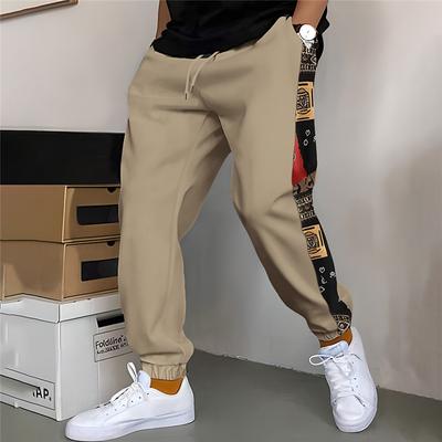 Men's Sweatpants Joggers Trousers Patchwork Drawstring Elastic Waist Color Block Comfort Breathable Casual Daily Holiday Sports Fashion Black White