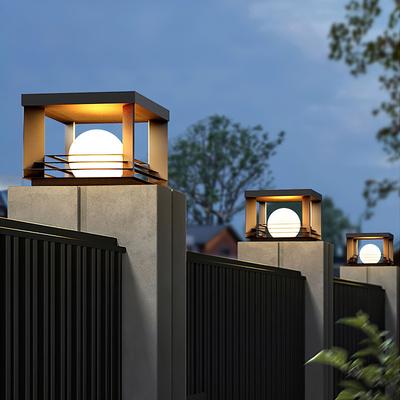 LED Outdoor Post Lights Warm White 30cm 1-Light Modern Metal Pillar Light Black Square Landscape Column Lamp E26/E27 For Patio Posts Flat Surface Garden Decoration Post Lanterns Gate Entrance Pathway Light 110-240V