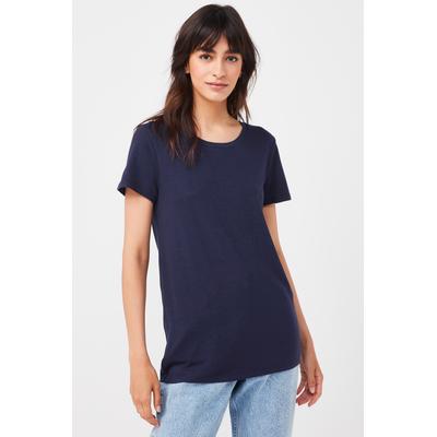Gap Womens Navy Blue Favourite Cotton-Modal Crew Neck Short Sleeve T-Shirt - Navy Blue