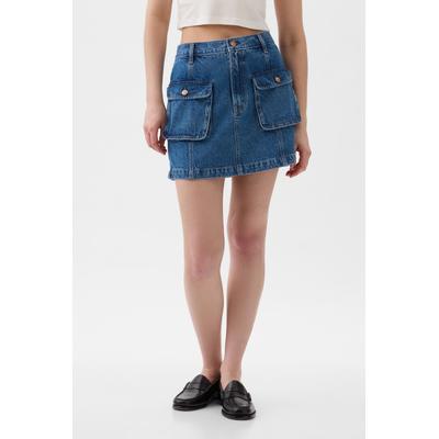 Gap Womens Blue Denim Cargo Mini Skirt - Blue
