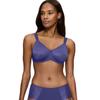 Minimizer-BH TRIUMPH "Essential Minimizer T W X", Damen, Gr. 75, Cup G, blau (cool water), Microtouch, Obermaterial: 70% Polyamid, 30% Elasthan, unifarben, leicht glänzend, Jacquardmuster, casual, BHs, verkleinert die Brust optisch um eine Cup-Größe