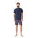 Shorty MEY "RED TILE", Herren, Gr. L, blau (yacht blau), Single Jersey, Obermaterial: 100% Baumwolle, casual, Kurzarm, Homewear-Sets, Kurzarm-Shirt mit Brusttasche