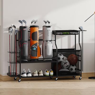 Moasis 3 Golf Bags Storage Stand Sports Gear Accessories Rack with Wheels