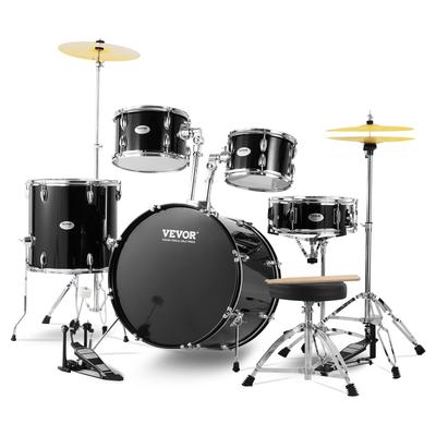 VEVOR Adult Drum Set, 5-Piece, 22 inches Complete Full Size Drum Kit Beginner Drum Kit for Adults, Black - 22 inches