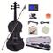 TEMU Gv102 4/4 Solid Wood Eq Violin, With Violin Case, Bow, Violin Strings, Shoulder Rest, Electronic Tuner, Connecting Wire, And Cloth, Black