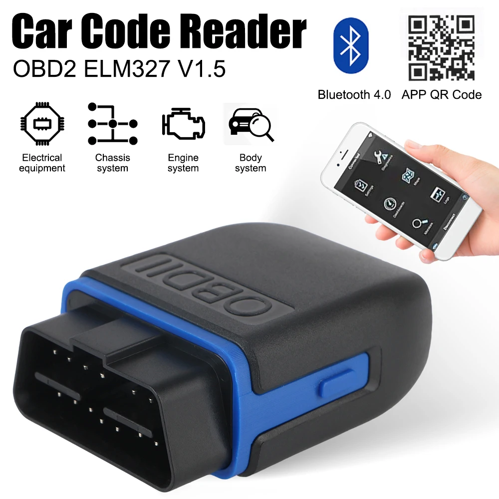 ELM327 V1.5 Scanner OBD2 Scanner diagnostico per auto OBD II Mini Wireless Bluetooth 4.0 per iOS Android e Windows Lettore di codici per auto