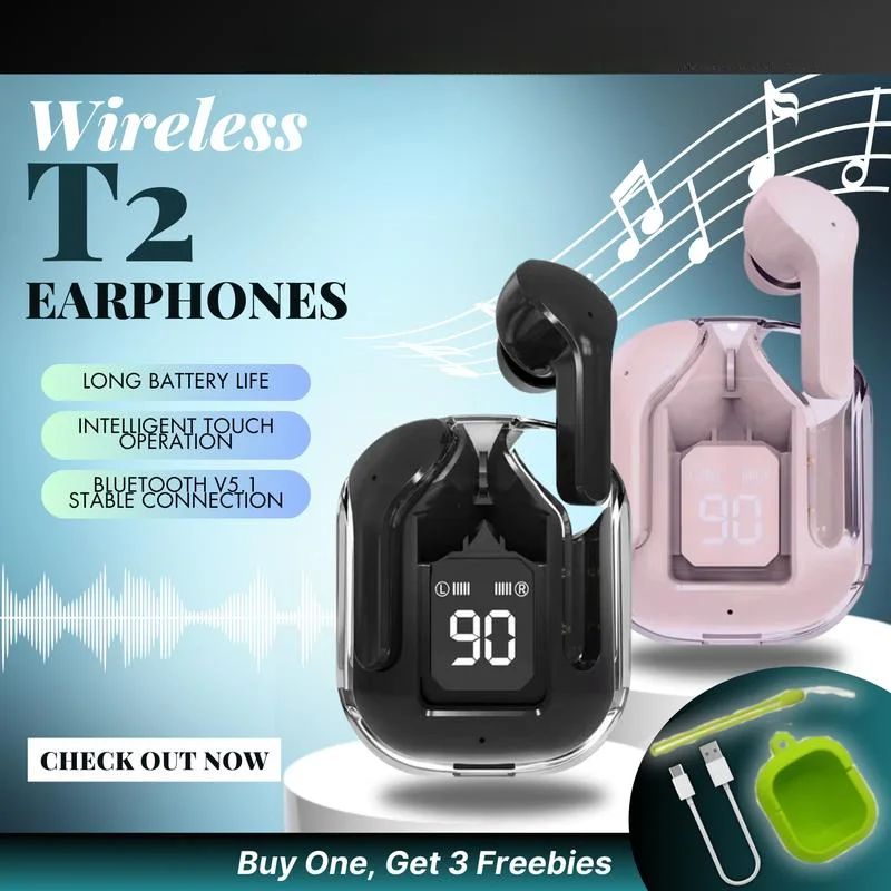 Auricolari Bluetooth T2 TWS Cuffie da gioco sportive wireless 5.0 Cuffie con riduzione del rumore Cuffie con microfono con display a LED