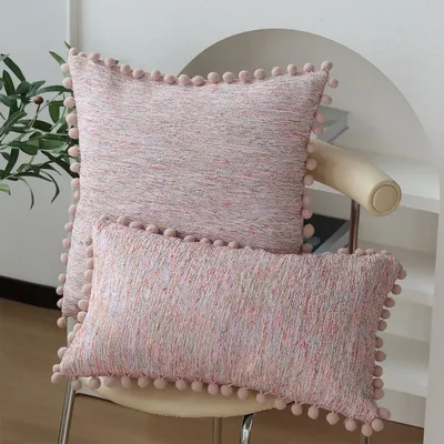 Rosa Kissen bezug gewebte dekorative Kissen bezug Wohnzimmer Sofa Funda Cojin Ball Edge Housse de Image