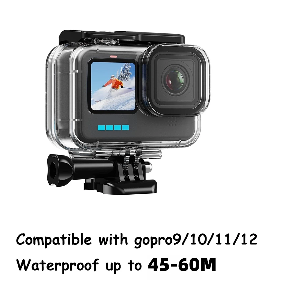 60m wasserdichtes Gehäuse für Gopro Hero 12/11/10/9 schwarze Unterwasser-Tauch gehäuses chale mit Halterung zubehör Image