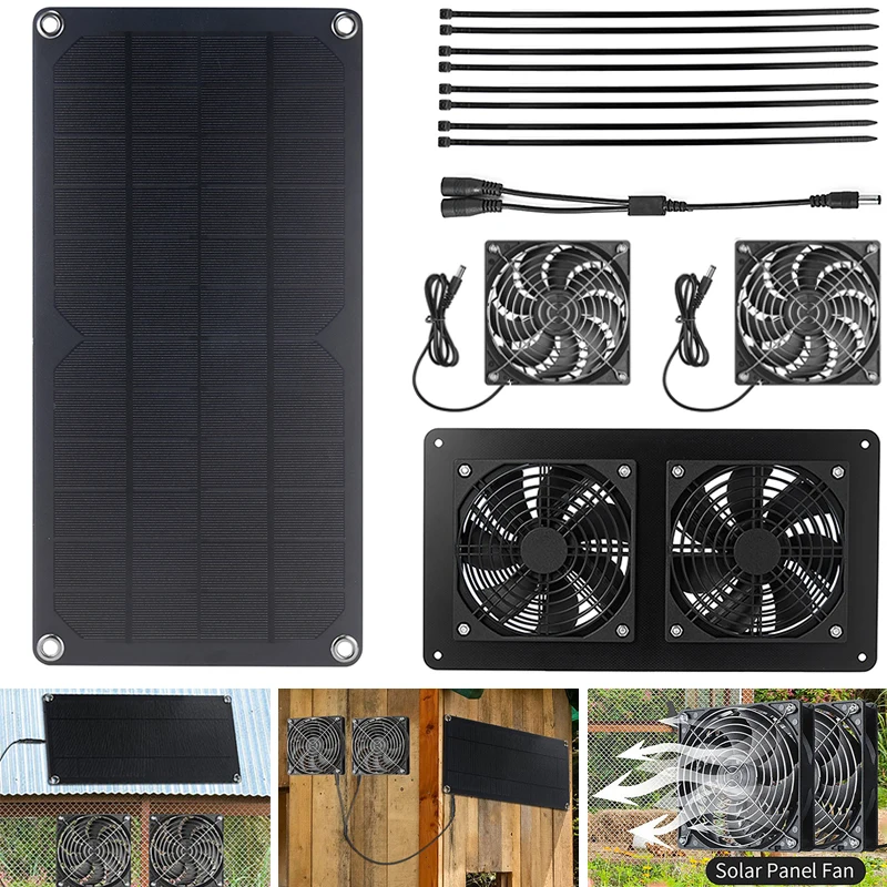100w Solar panel Abluft ventilator Luft absaugung für Büro Outdoor Hund Hühner haus Gewächshaus wasserdichte Solars Platte Power Fans Image