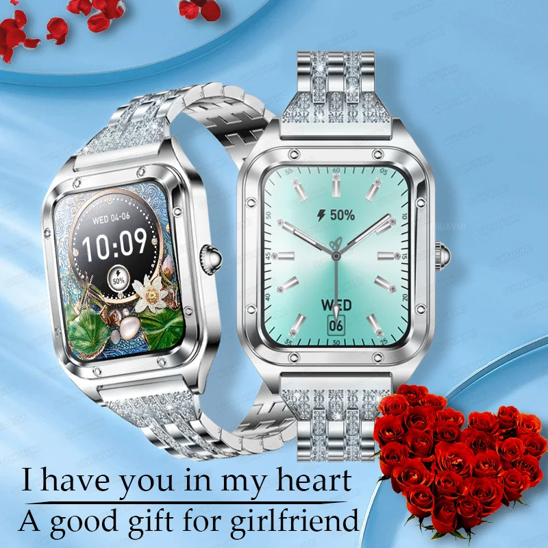 Top Bluetooth Anruf Smartwatch Frauen benutzer definierte Zifferblatt Stahl uhren Männer Sport Fitness Tracker Herzfrequenz Smartwatch für Android iOS Image