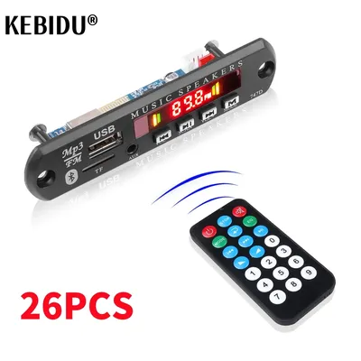 26PCS Bluetooth 5.0 MP3 WMA WAV APE Decoder Board DC 12V Handsfree Car Audio Mic USB AUX TF FM Radio Mp3 Music Player Speaker