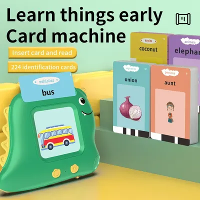 Little Dinosaur Learning Machine for Children, Talking Flash Card, English、Spanish、French Electronic