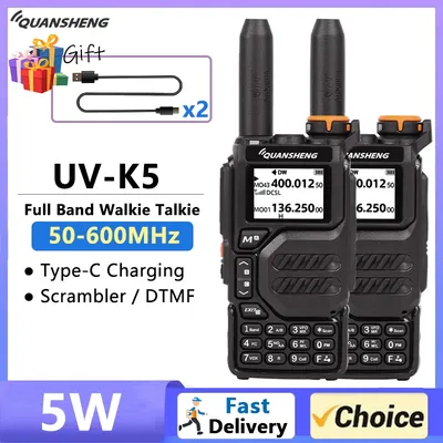 Quansheng UV K5 Walkie Talkie UV K6 UV K58 Two Way Radio 50-600MHz FM Radio NOAA Scrambler /DTMF Amateur Wireless Frequency Copy