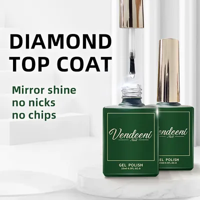 Vendeeni 15ml Diamond Top Coat For Gel Nail Polish Reinforce Long Lasting UV Soak Off Gel Varnish