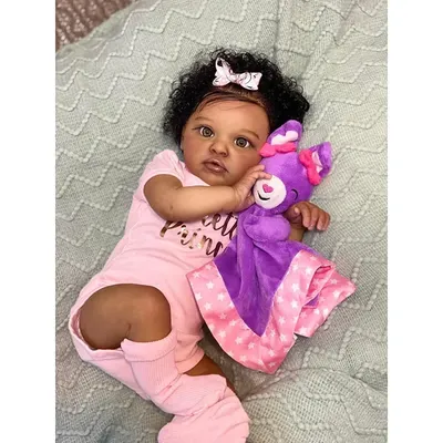 50cm Chantal Reborn Doll Lifelike Soft Touch African American Doll Handmade with Genesis Paint