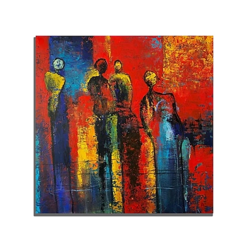 Ölgemälde handgefertigt handgemalt Wandkunst abstrakte Menschen Leinwand Malerei Wohndekoration Dekor gespannten Rahmen fertig zum Aufhängen Image
