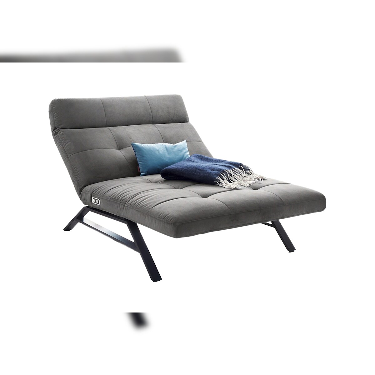 KAWOLA Liege AMERIVA Sessel Relaxliege Maxi Velvet grau Fuß schwarz Image