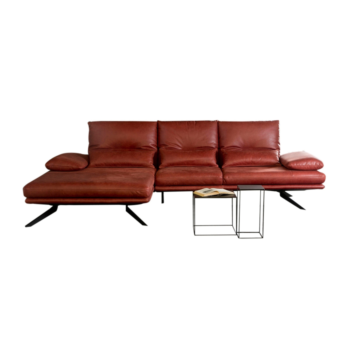 KAWOLA Sofa FENICE Ecksofa Leder Recamiere links burgunderrot Image