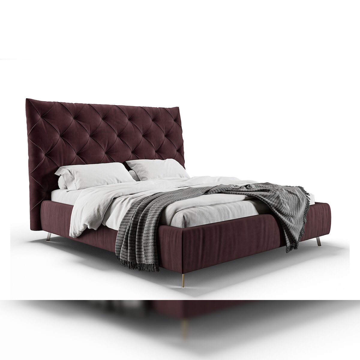 KAWOLA Bett ANNY Polsterbett Velvet purple 140x200cm Image