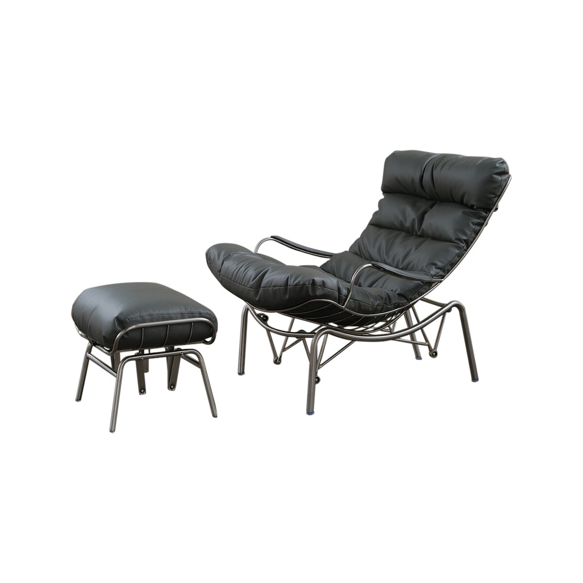 KAWOLA Relaxsessel ROWA Sessel Leder grau (B/H/T) 77x88x103 inklusive Hocker Image