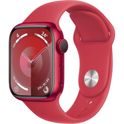 Smartwatch APPLE "Watch Series 9 Aluminium" Smartwatches Gr. 41 mm, Cellular, S/M, Sport Band, rot Sport Band Bestseller