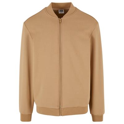 Collegejacke URBAN CLASSICS "Urban Classics Herren Cozy College Jacket", Herren, Gr. L, beige (warmsand), 95% Baumwolle, 5% Elasthan, unifarben, casual, loose fit, amerikanischer Ausschnitt, Langarm, Jacken Image
