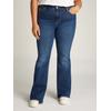 Schlagjeans TOMMY JEANS CURVE "CRV SYLVIA HGH FLR", Damen, Gr. 44, Länge 32, blau (denim blau), Web, Obermaterial: 92% Baumwolle, 4% Elasthan, 4% Polyester, unifarben, casual, regular fit, Jeans, in Großen Größen im 5-Pocket-Style