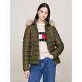 Steppjacke TOMMY JEANS CURVE "TJW BASIC HOODED DOWN JACKET EXT", Damen, Gr. 4XL (48), grün (fatigue grün), Web, Obermaterial: 100% Polyester. Futter: 100% Polyester, unifarben, casual, Basic hüftlang, Langarm eingesetzt Rippbündchen, Jacken, in...