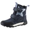 Winterboots GEOX "J TREKKYUP GIRL B ABX", Kinder, Gr. 27, blau (navy), Textil, Synthetik, Lederimitat, metallic, casual, Schuhe, Klettstiefel, Snowboots, Winterstiefel mit Metallic Look
