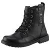 Schnürboots GEOX "J ECLAIR GIRL M", Kinder, Gr. 31, schwarz, Lederimitat, casual, Schuhe, Bikerboots, Winterstiefel, Boots mit modischem Blockabsatz