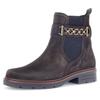 Chelseaboots GABOR, Damen, Gr. 38,5, braun (dunkelbraun), Veloursleder, unifarben, modisch, Schuhe, Blockabsatz, Herbstmode, Stiefelette mit Zierkette am Schaft