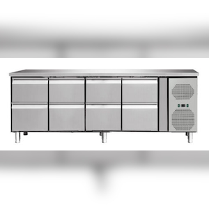 Wimar Gastro Edelstahl Kühltisch Kühltheke 8 Schubladen mit Aufkantung 550 L -2/+8°C Image