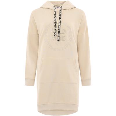 Sweatkleid ZWILLINGSHERZ "Wild Vibes", Damen, Gr. L, N-Gr, beige, Sweatware, Obermaterial: 50% Baumwolle, 50% Polyester, modisch, lässig geschnitten kniefrei, hoch geschlossener Ausschnitt, Langarm angesetztes Bündchen, Kleider, mit praktischen... Image