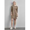 Shirtkleid STREET ONE, Damen, Gr. 42, EURO-Größen, braun (rich mocha), Stoff, 90% Polyester, 10% Elasthan, unifarben, casual, normal knielang, Rundhals, 3/4-Ärmel Bündchen, Kleider, mit Rundhalsausschnitt