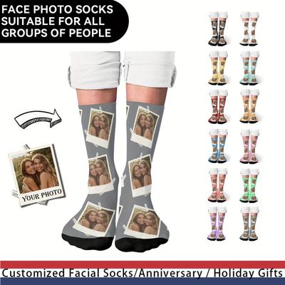 TEMU Custom Face Socks, Personalized Funny Gift Crew Socks With Photo Customized, Best Friend Themed, Novelty Trendy Party Present Socks For Men Women